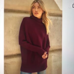 Oversized Turtleneck Batwing Ribbed Sweater Size Medium